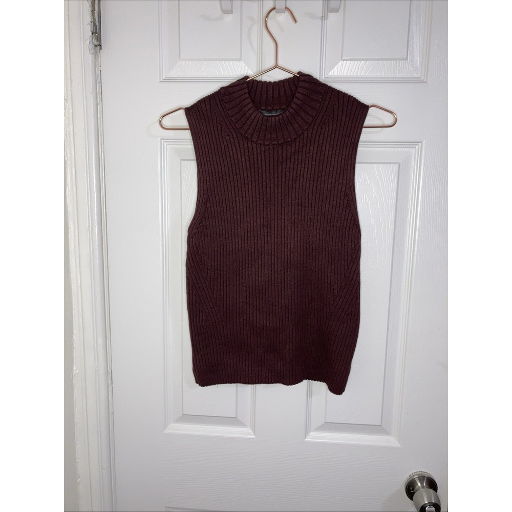 French Connection 20 Bitter Chocolate Simona Mock Neck Top (Size Medium)‎